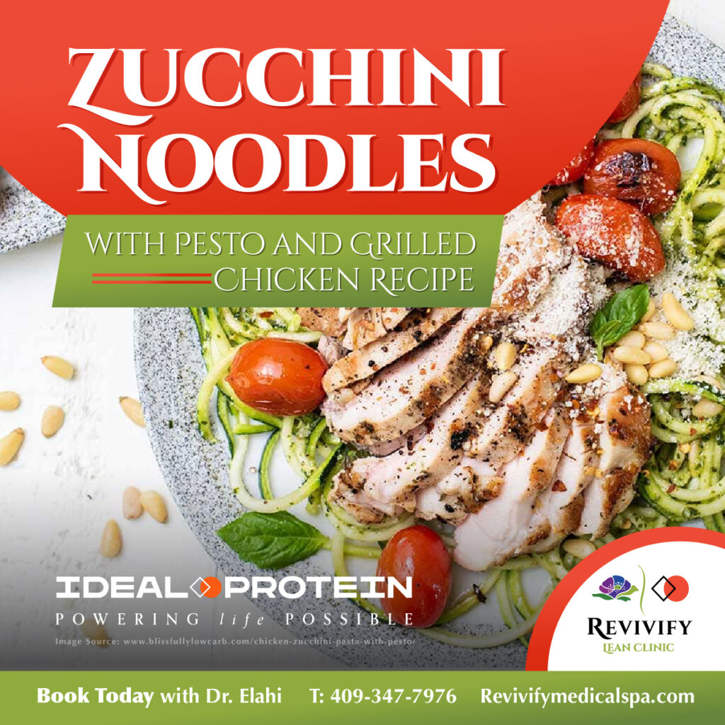 Zucchini Noodles with Pesto and Grilled Chicken Recipe
