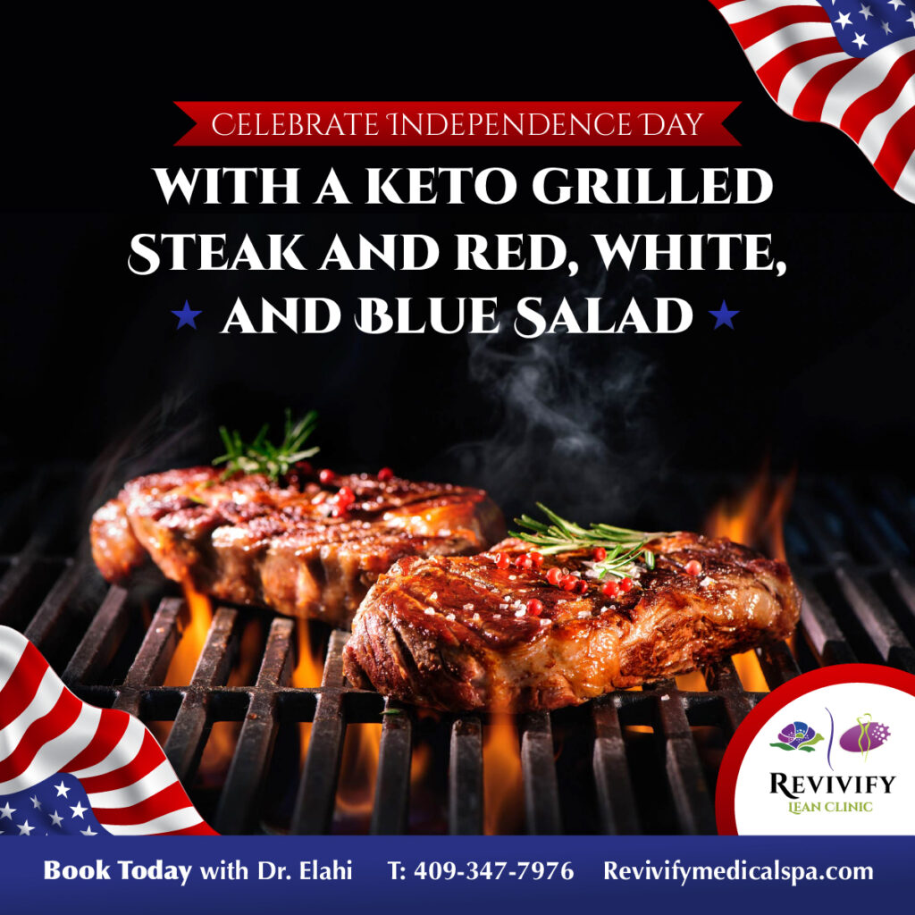 Keto Grilled Steak and Patriotic Salad
